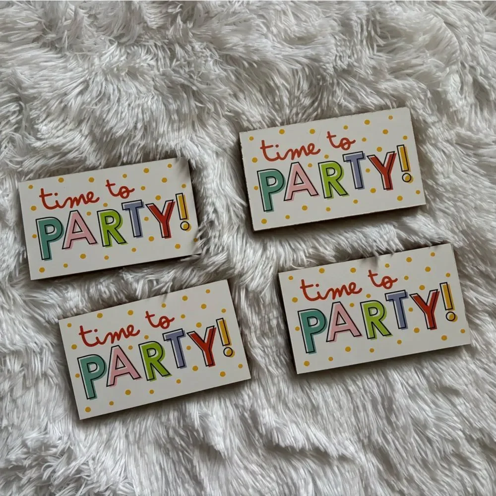 Wood Time to Party Decor Blocks Bundle of 4 Celebration Birthday Event Celebrate